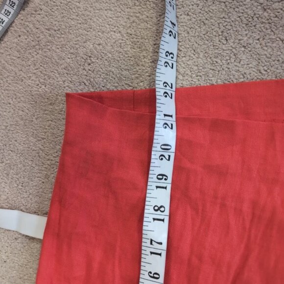 Zara Linen Beach Vacation Coastal Ruffle Frill Pencil Red Orange Skirt XS - Picture 5 of 9